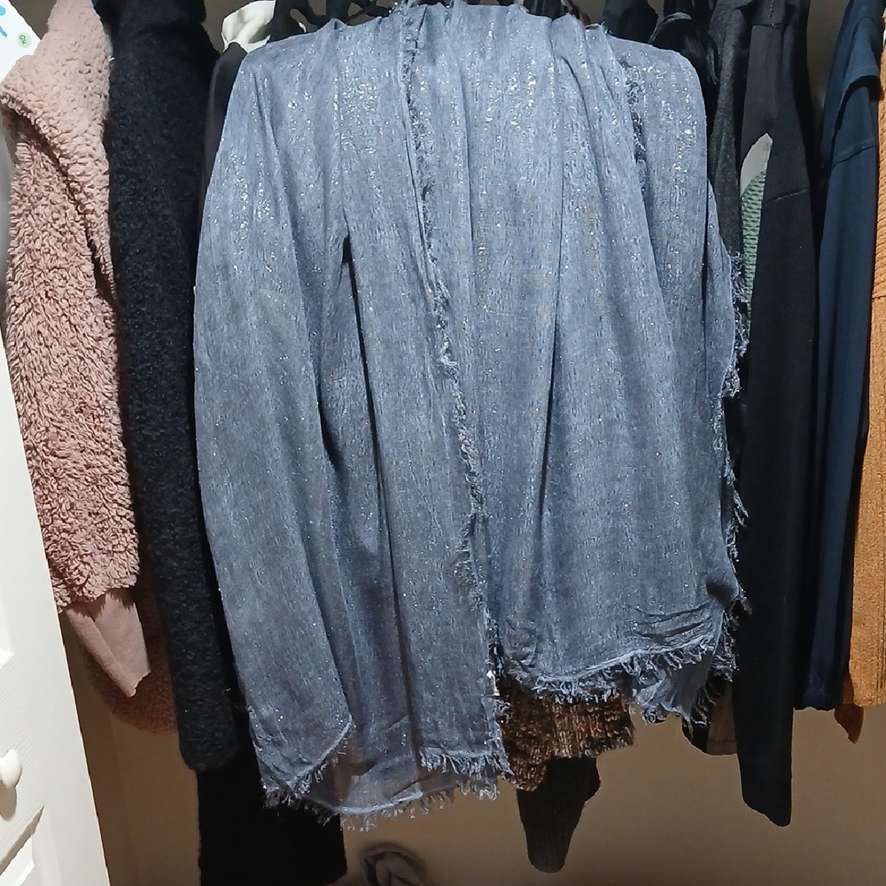 Frayed Edge Blue Shawl